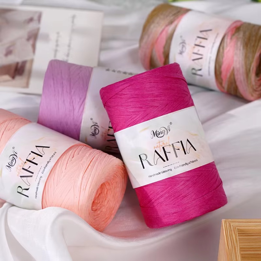 DIY Multi-Colored Raffia Yarn  - đánh giá và giá Crochet Bag Raffia