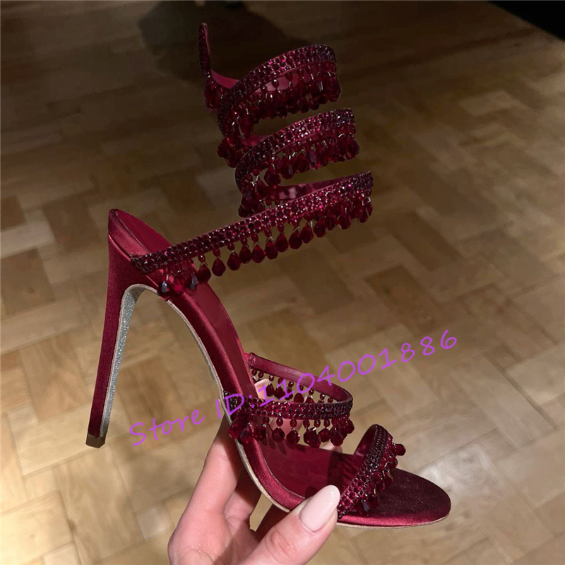 Rhinestone Snake Shape Ankle S - đánh giá và giá Sandal Strappy Heeled