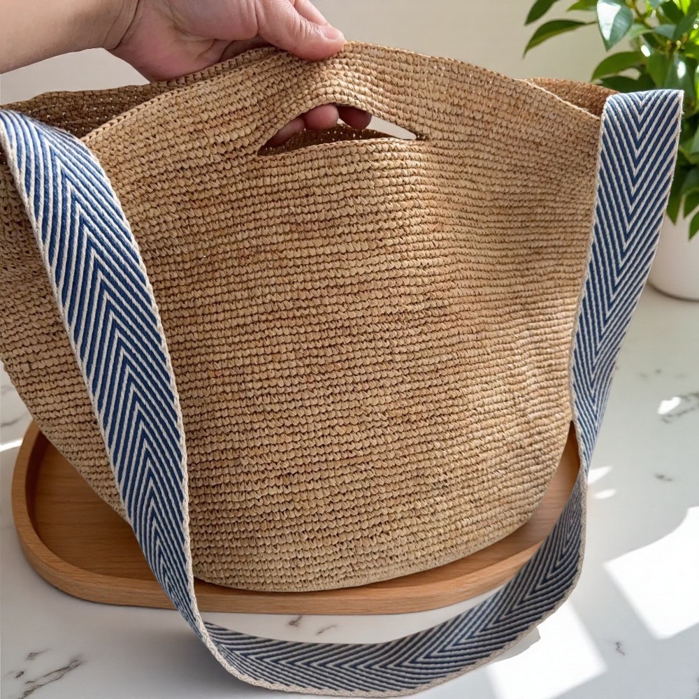 New Raffia Rainbow Bucket Bag  - đánh giá và giá Crochet Bag Raffia