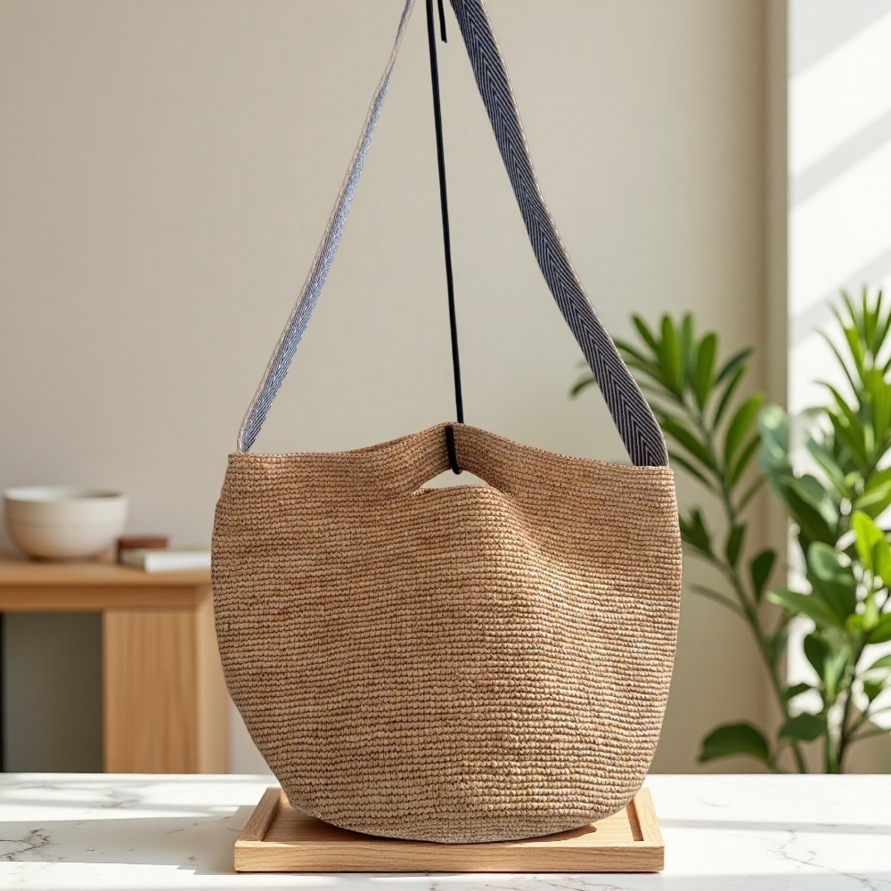 New Raffia Rainbow Bucket Bag  - đánh giá và giá Crochet Bag Raffia