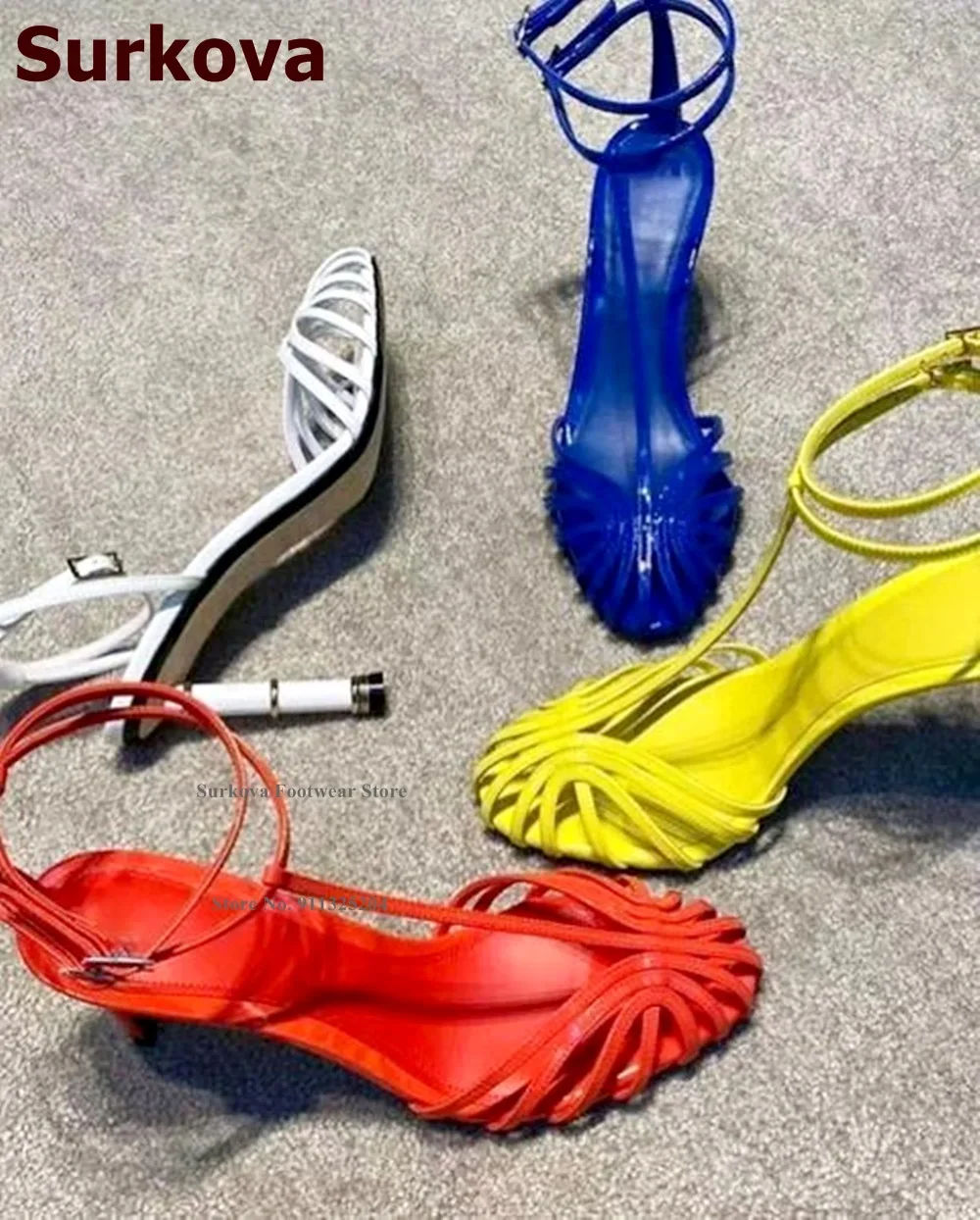 Surkova Da Mờ Mỏng Thiết Kế Qu - đánh giá và giá Sandal Strappy Heeled