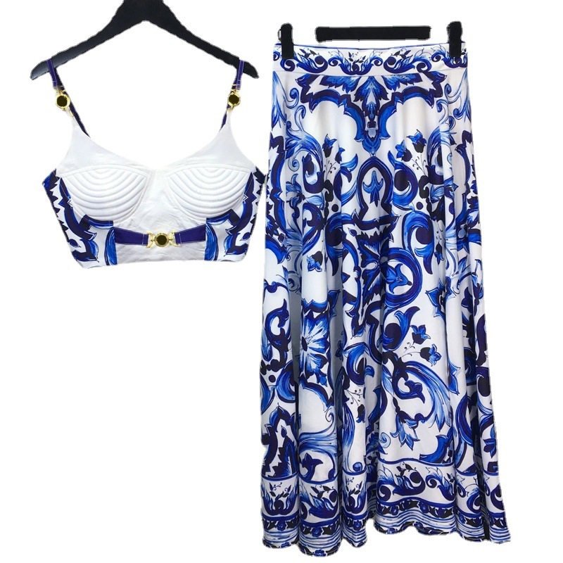 Summer Bohemain Blue And White - đánh giá và giá Romper Floral Print